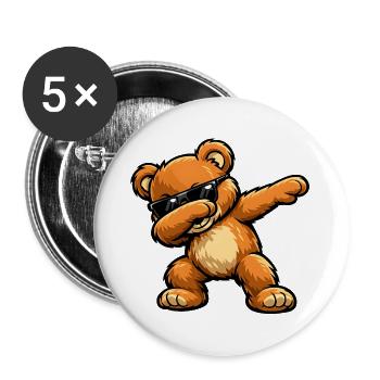 Dabbing Teddy - Buttons groß 56 mm (5er Pack) - Weiß - Vorne