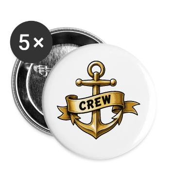 Anker Crew Banner Motiv - Buttons groß 56 mm (5er Pack) - Weiß - Vorne