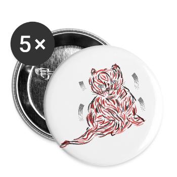 Abstrakte Katze Pinselstrich Kunst - Buttons groß 56 mm (5er Pack) - Weiß - Vorne