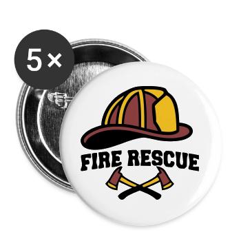 Feuerwehrhelm Wappen Logo - Buttons groß 56 mm (5er Pack) - Weiß - Vorne