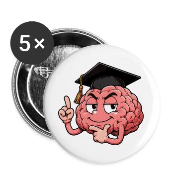 Cerveau avec capuchon d’extrémité - Lot de 5 grands badges (56 mm) - blanc - Devant