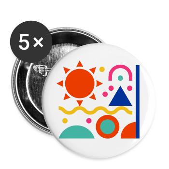 Bunte Formen - Buttons groß 56 mm (5er Pack) - Weiß - Vorne