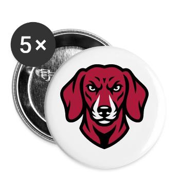 Dackel Maskottchen Logo - Buttons groß 56 mm (5er Pack) - Weiß - Vorne