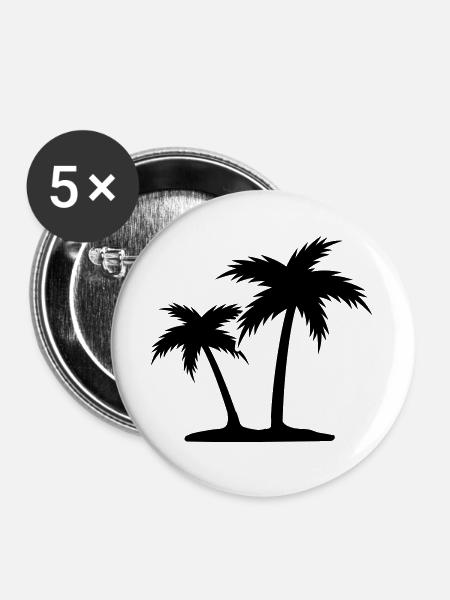 Palmen - Buttons groß 56 mm (5er Pack) - Weiß