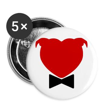 Herzkopf und Fliege – 029 - Buttons groß 56 mm (5er Pack) - Weiß - Vorne