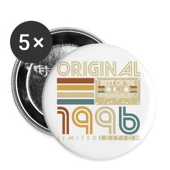 1996 Geburtstag Retro Jahrgang Vintage Geschenk - Buttons groß 56 mm (5er Pack) - Weiß - Vorne