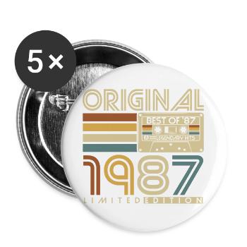 1987 Geburtstag Retro Jahrgang Vintage Geschenk - Buttons groß 56 mm (5er Pack) - Weiß - Vorne