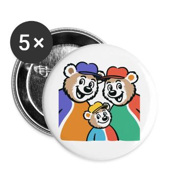 Bear Family Colour Gloss - Buttons large 2.2''/56 mm (5-pack) - white - Front