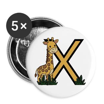 GiraffeX Gelb Schwarz Illustration - Buttons groß 56 mm (5er Pack) - Weiß - Vorne