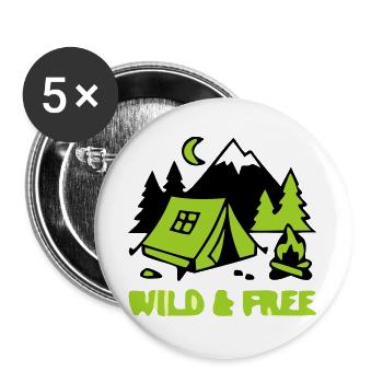 Camping Zelt Natur Grafik - Buttons groß 56 mm (5er Pack) - Weiß - Vorne