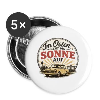 Osten Sonnenaufgang Ossi - Buttons groß 56 mm (5er Pack) - Weiß - Vorne
