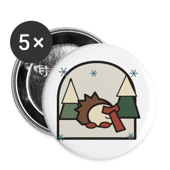 Sleeping Hedgehog in Forest Landscape - Buttons large 2.2''/56 mm (5-pack) - white - Front
