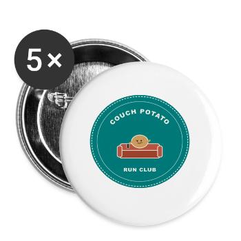 Couch Potato Run Club - Buttons groß 56 mm (5er Pack) - Weiß - Vorne