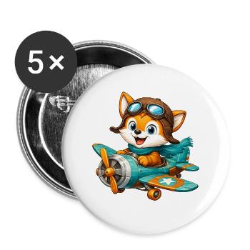 25_Miofox_Flieger - Buttons groß 56 mm (5er Pack) - Weiß - Vorne