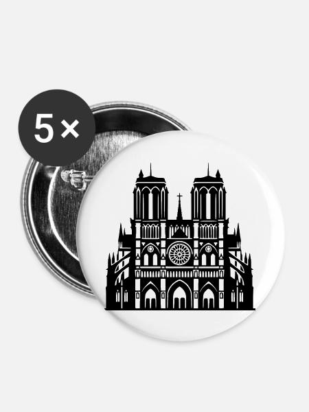 Notre-Dame de Paris  - Buttons groß 56 mm (5er Pack) - Weiß