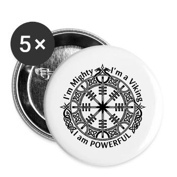 Runic Helm of Awe - I am Powerful - Buttons large 2.2''/56 mm (5-pack) - white - Front
