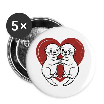 Verliebte Otter - Buttons groß 56 mm (5er Pack) - Weiß - Vorne