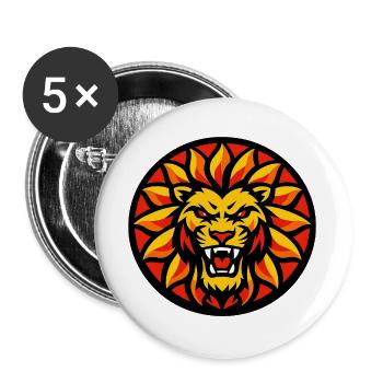 Feuerlöwe Sonnenkreis Emblem - Buttons groß 56 mm (5er Pack) - Weiß - Vorne