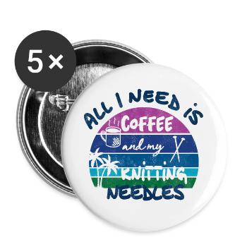 All I need is coffee and my knitting needles - Buttons large 2.2''/56 mm (5-pack) - white - Front