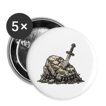 Germanic Sword Stone - Buttons large 2.2''/56 mm (5-pack) - white - Front