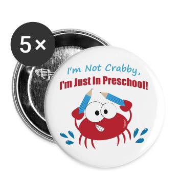Preschool Crab with Pencils - Buttons large 2.2''/56 mm (5-pack) - white - Front