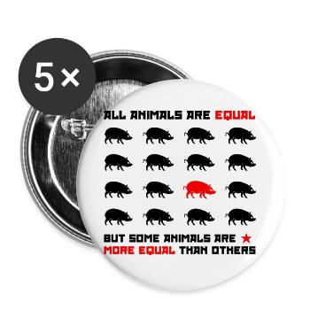 Alle Tiere sind gleich 2 - Buttons groß 56 mm (5er Pack) - Weiß - Vorne