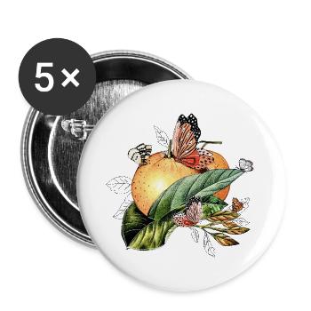 Butterflies on an orange - Buttons large 2.2''/56 mm (5-pack) - white - Front