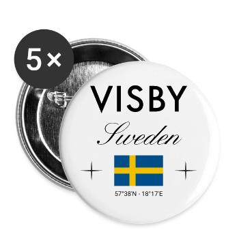 Visby Sweden Coordinates Travel Souvenir - Buttons large 2.2''/56 mm (5-pack) - white - Front