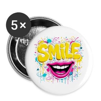 Vibrant Graffiti Smile - Buttons large 2.2''/56 mm (5-pack) - white - Front