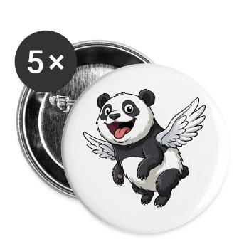Cute Panda Angel with Wings Cartoon - Buttons large 2.2''/56 mm (5-pack) - white - Front