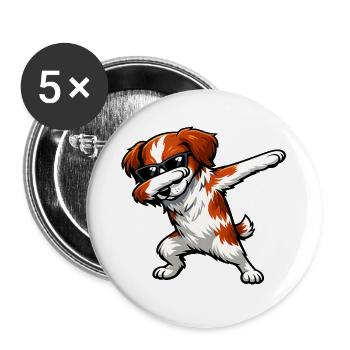 Dabbing Breton Spaniel - Buttons large 2.2''/56 mm (5-pack) - white - Front
