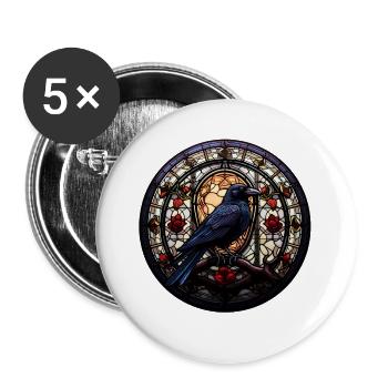 Munin le Corbeau | Motif du vitrail nordique - Lot de 5 grands badges (56 mm) - blanc - Devant