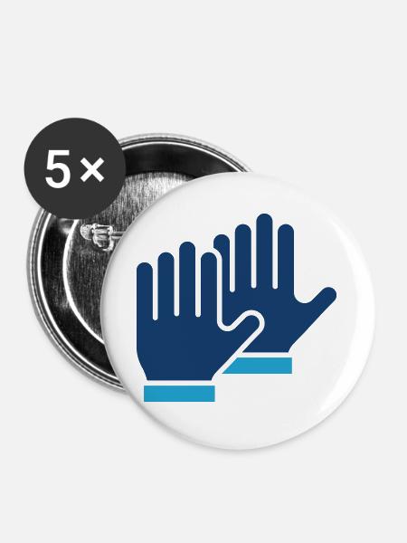 Sicherheitshandschuhe Schutzlinie-Symbol - Buttons groß 56 mm (5er Pack) - Weiß