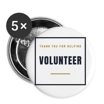 Volunteer Stempel Retro - Helfer im Ehrenamt - Buttons groß 56 mm (5er Pack) - Weiß - Vorne
