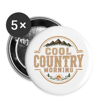 Morning Countryside Rustic Mountains - Buttons large 2.2''/56 mm (5-pack) - white - Front