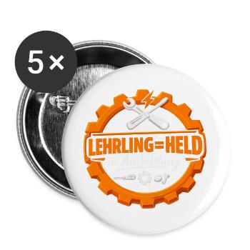 Lehrlinge sind Helden in Ausbildung - Buttons groß 56 mm (5er Pack) - Weiß - Vorne