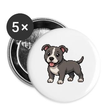 Cute Pitbull – Retro Pixel Art Dog - Buttons large 2.2''/56 mm (5-pack) - white - Front