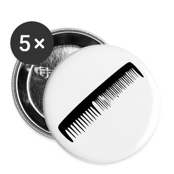 Friseur Kamm Friseursalon Geschenk  - Buttons groß 56 mm (5er Pack) - Weiß - Vorne