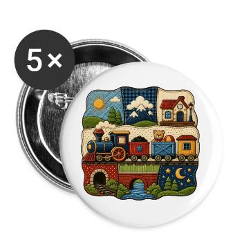 Children's Train Landscape Motif - Buttons large 2.2''/56 mm (5-pack) - white - Front