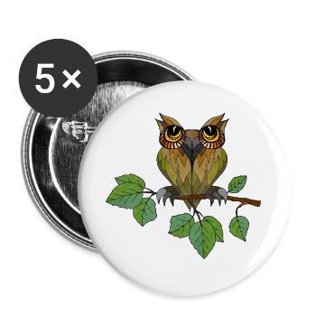 Owl bird - Buttons large 2.2''/56 mm (5-pack) - white - Front