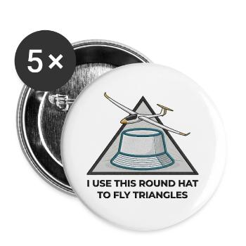 Round Hat Flies Triangles V3 - Buttons large 2.2''/56 mm (5-pack) - white - Front