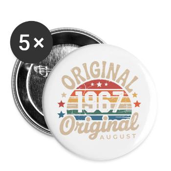 Original Août 1967 Vintage Anniversaire 1967 - Lot de 5 grands badges (56 mm) - blanc - Devant