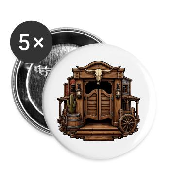 Western Totenkopf-Saloon - Buttons groß 56 mm (5er Pack) - Weiß - Vorne