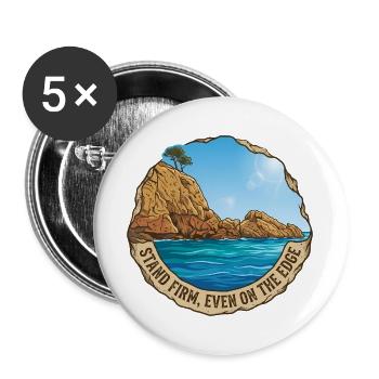 Illustration of landscape with cliff and sea - Buttons large 2.2''/56 mm (5-pack) - white - Front