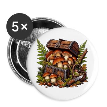 Forest Mushroom Treasure Chest - Buttons large 2.2''/56 mm (5-pack) - white - Front