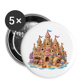 Coastal Sandcastle Shells - Buttons large 2.2''/56 mm (5-pack) - white - Front