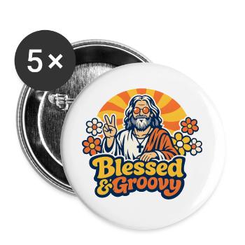 Groovy Jesus Peace - Buttons groß 56 mm (5er Pack) - Weiß - Vorne