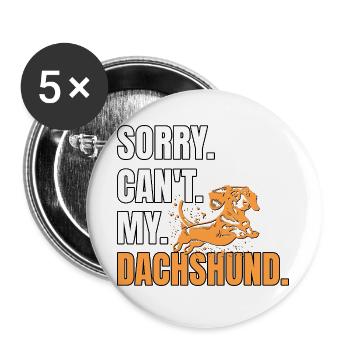 Dackel Dachshund - Buttons groß 56 mm (5er Pack) - Weiß - Vorne