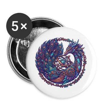 Cosmic Phoenix in the Circle of the Stars - Buttons large 2.2''/56 mm (5-pack) - white - Front