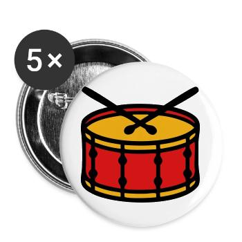 Stadion Trommel Ultras Icon - Buttons groß 56 mm (5er Pack) - Weiß - Vorne